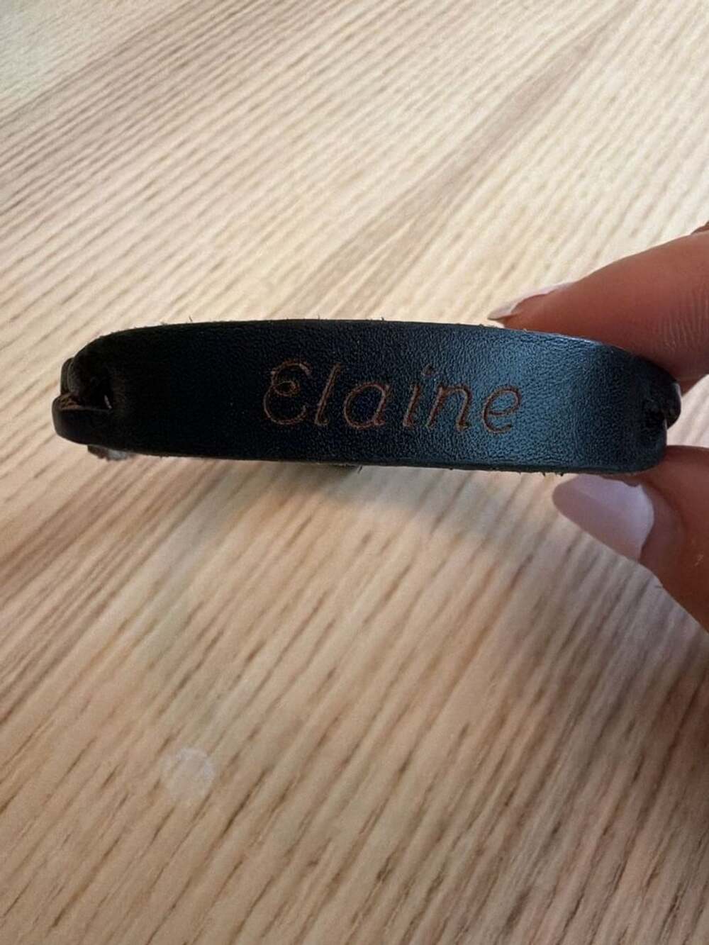 Leather Treaty Engraved Elaine Bracelet Chcolate Brown Vintage Patina 8 in